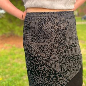 Vintage Notations Clothing Co. Velvet Patterned Maxi Skirt